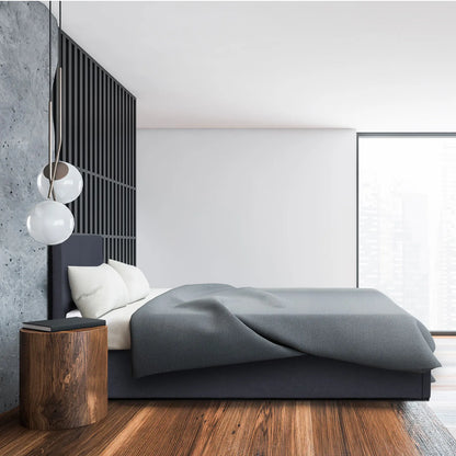 Milano Luxury Gas Lift Bed Frame Base And Headboard With Storage - Double - Charcoal - Image 8