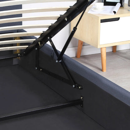 Milano Luxury Gas Lift Bed Frame Base And Headboard With Storage - Double - Charcoal - Image 9