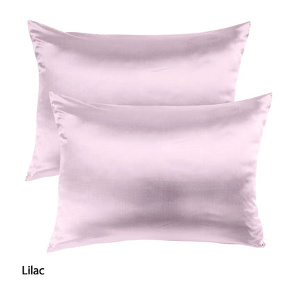 Royal Comfort Mulberry Soft Silk Hypoallergenic Pillowcase Twin Pack 51 x 76cm - Lilac - Image 2