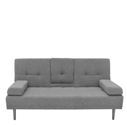 Casa Decor Mendoza 2 in 1 Sofa Bed Couch Grey Pull Down Cupholder 3 Seats Futon - Image 3