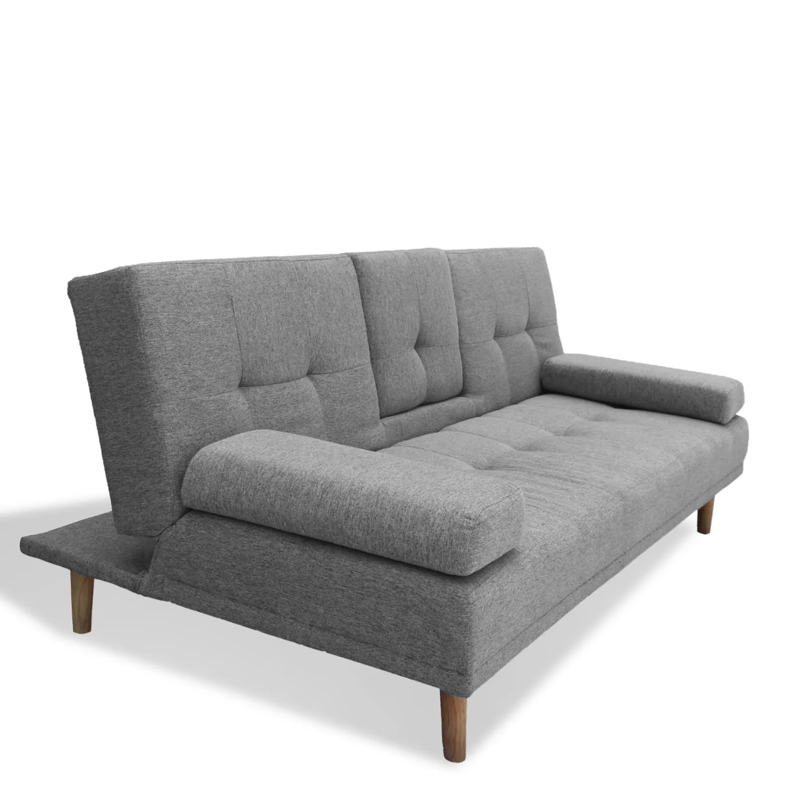 Casa Decor Mendoza 2 in 1 Sofa Bed Couch Grey Pull Down Cupholder 3 Seats Futon - Image 5