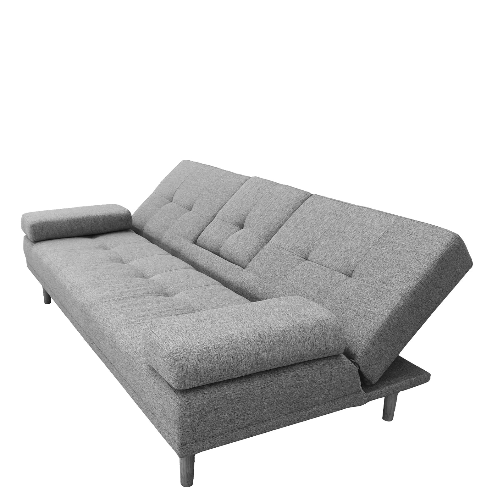 Casa Decor Mendoza 2 in 1 Sofa Bed Couch Grey Pull Down Cupholder 3 Seats Futon - Image 6