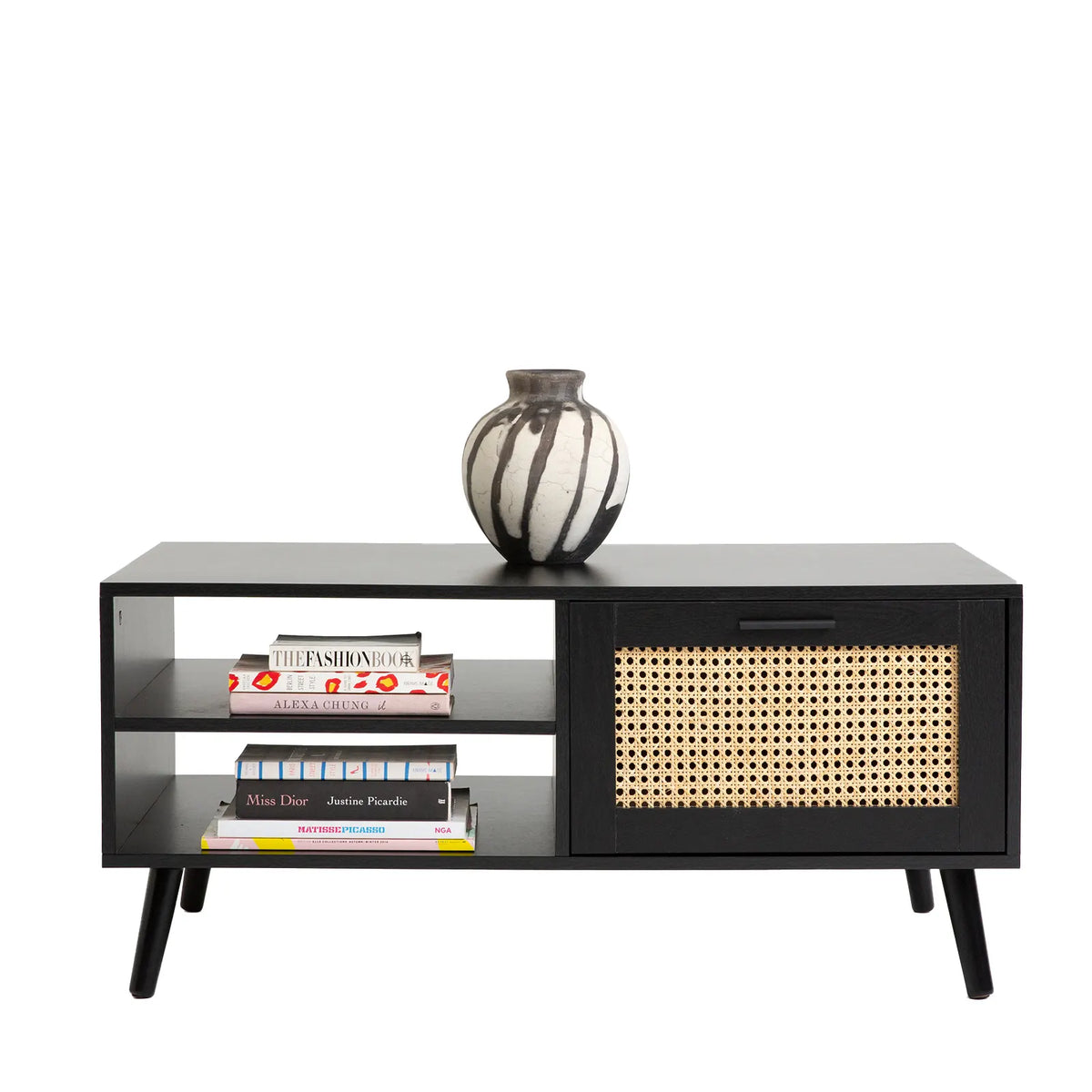 Casa Decor Tulum Rattan Coffee Table Storage Drawer Furniture Wooden Black - Image 5