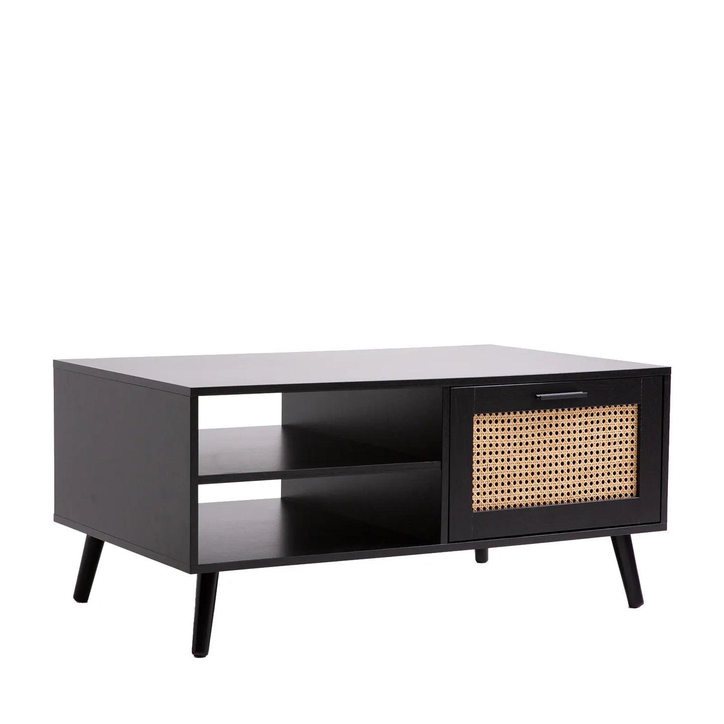 Casa Decor Tulum Rattan Coffee Table Storage Drawer Furniture Wooden Black - Image 6