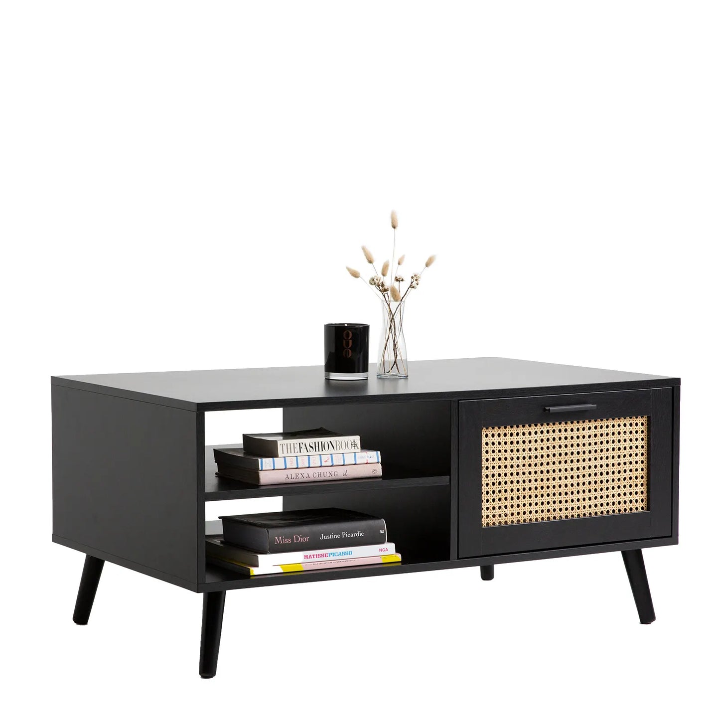 Casa Decor Tulum Rattan Coffee Table Storage Drawer Furniture Wooden Black - Image 7