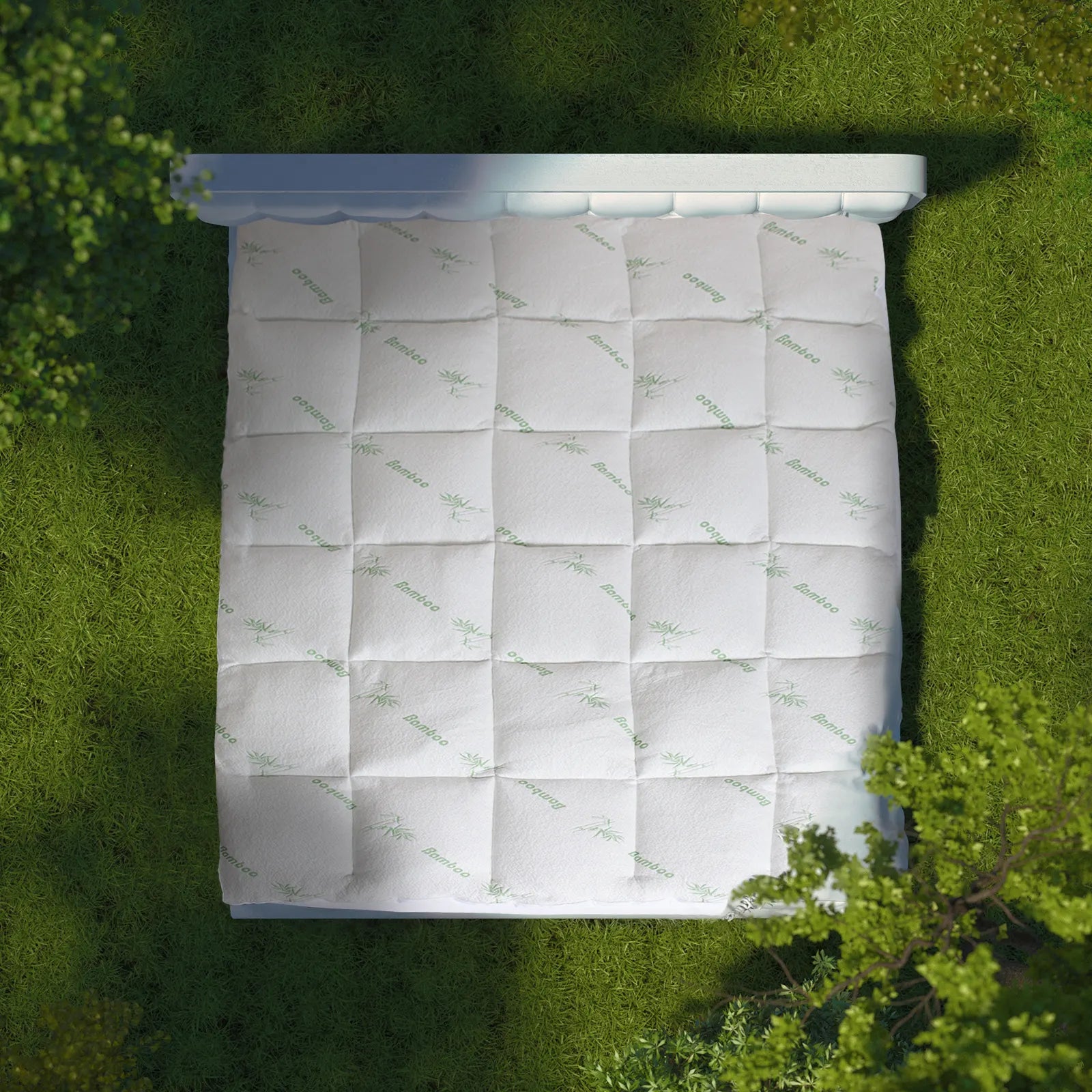 Royal Comfort 1000GSM Luxury Bamboo Covered Mattress Topper Ball Fibre Gusset - Double - White - Image 3