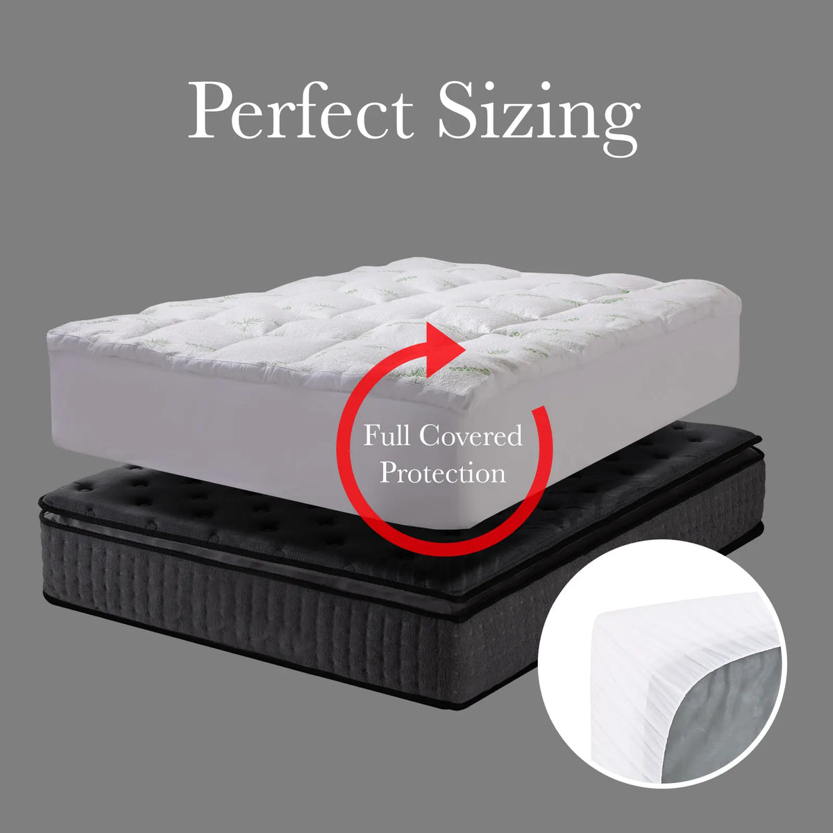 Royal Comfort 1000GSM Luxury Bamboo Covered Mattress Topper Ball Fibre Gusset - Queen - White - Image 6