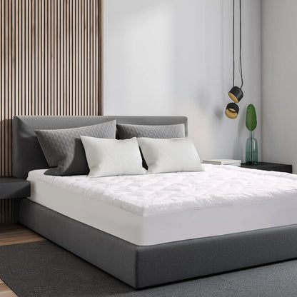 Royal Comfort 1200GSM Deluxe 7-Zone Mattress Topper Luxury Gusset Breathable - King - White - Image 2