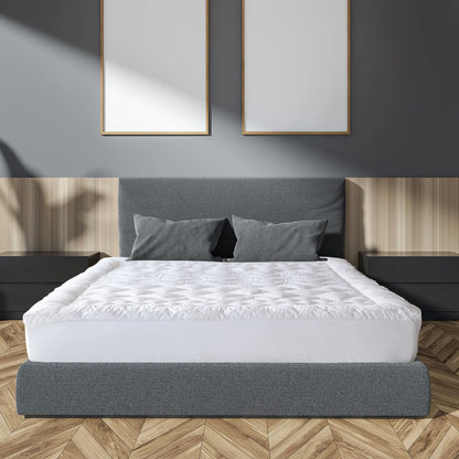 Royal Comfort 1200GSM Deluxe 7-Zone Mattress Topper Luxury Gusset Breathable - King - White - Image 4