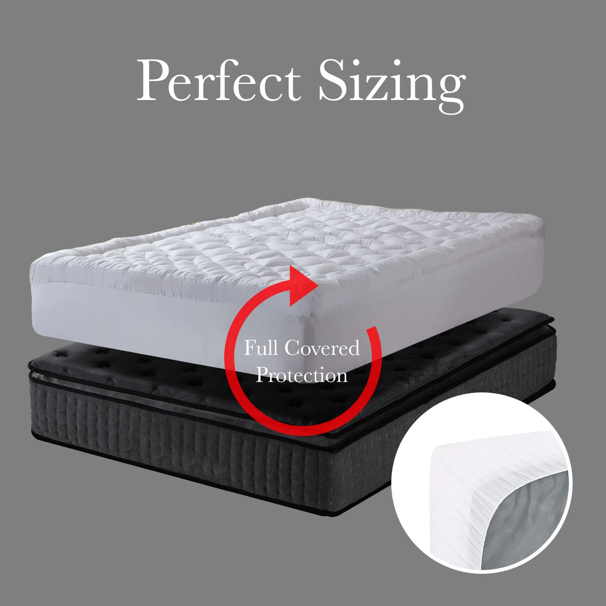 Royal Comfort 1200GSM Deluxe 7-Zone Mattress Topper Luxury Gusset Breathable - King - White - Image 6