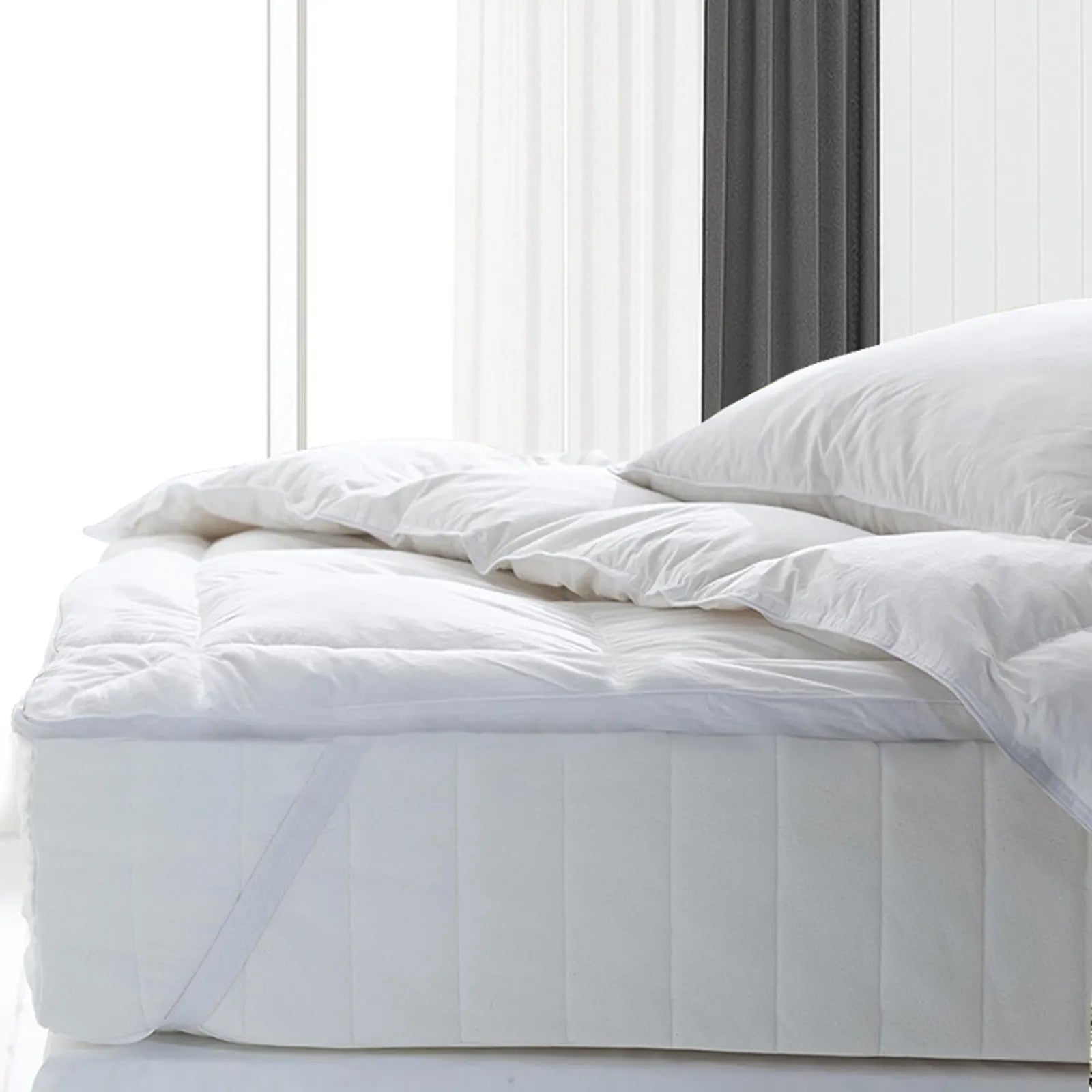 Royal Comfort Fitted Foam Cover Underlay Goose Mattress Topper 1000GSM - Queen - White - Image 2