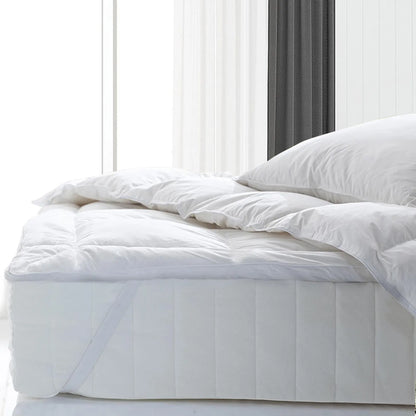 Royal Comfort Fitted Foam Cover Underlay Goose Mattress Topper 1000GSM - Queen - White - Image 2