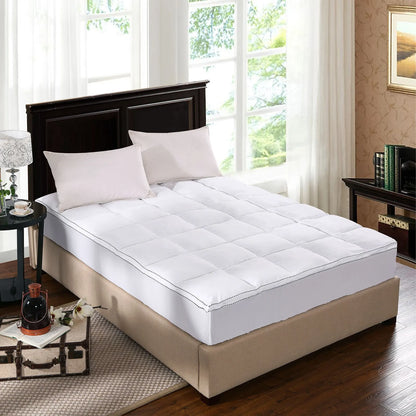 Royal Comfort 1000GSM Luxury Bamboo Fabric Gusset Mattress Pad Topper Cover - King - White - Image 2