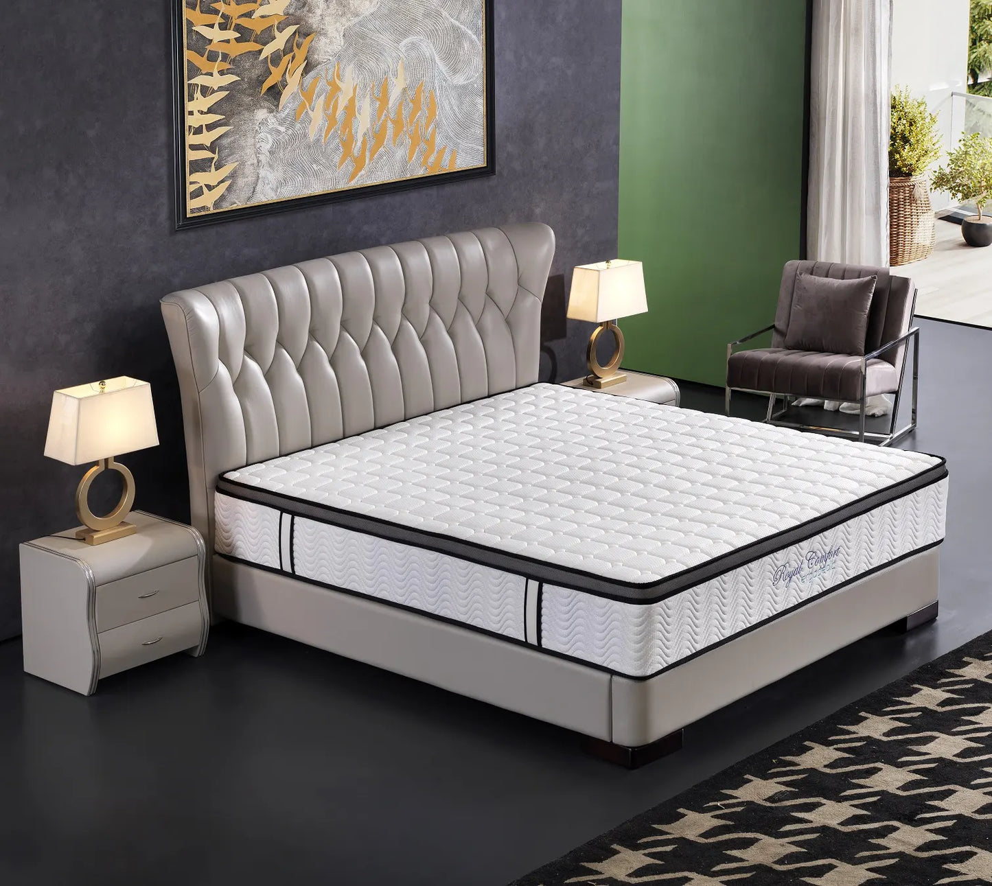 Ergopedic Mattress 5 Zone Latex Pocket Spring Mattress In A Box 30cm - Queen - White  Grey  Black - Image 2