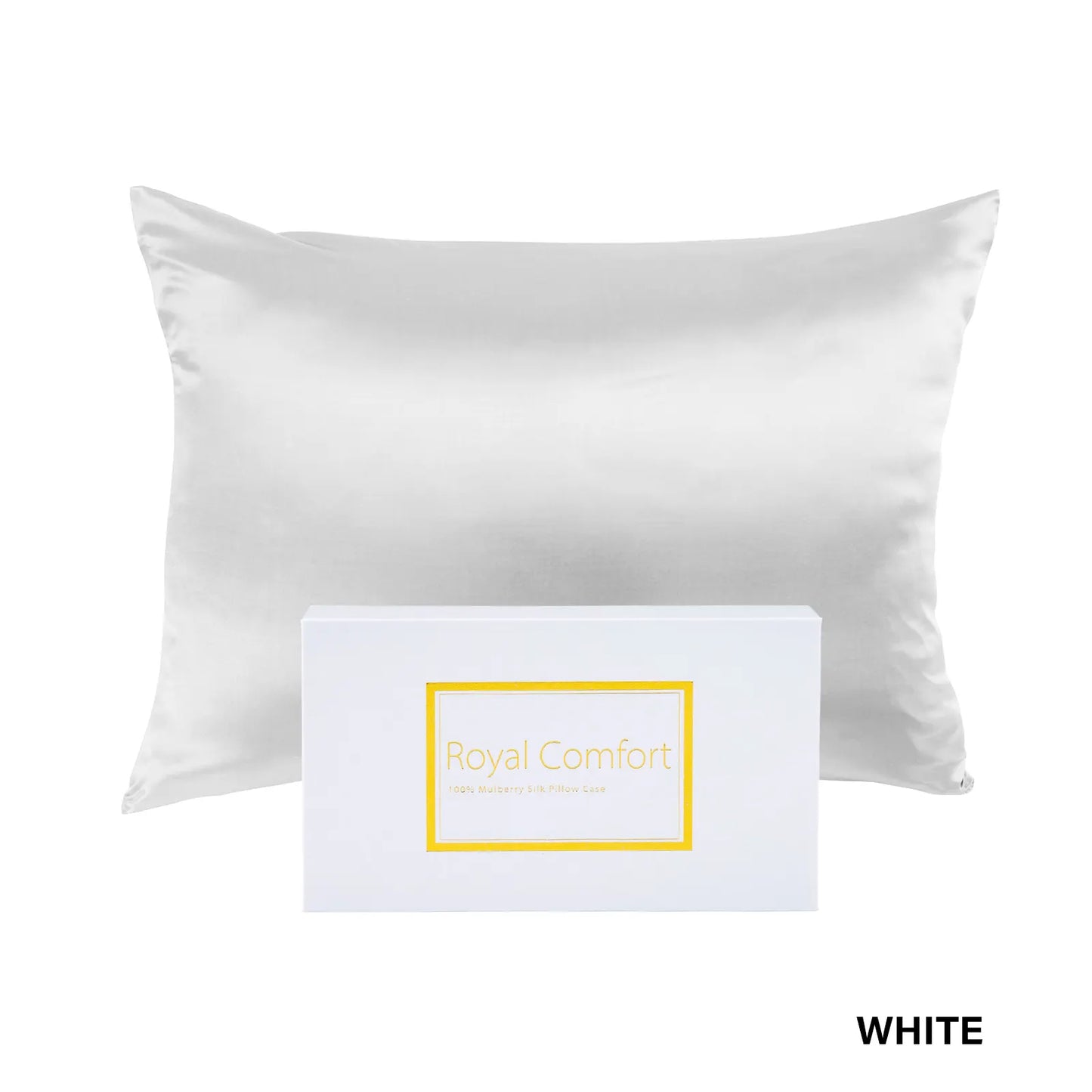 Royal Comfort Pure Silk Pillow Case 100% Mulberry Silk Hypoallergenic Pillowcase - White - Image 7