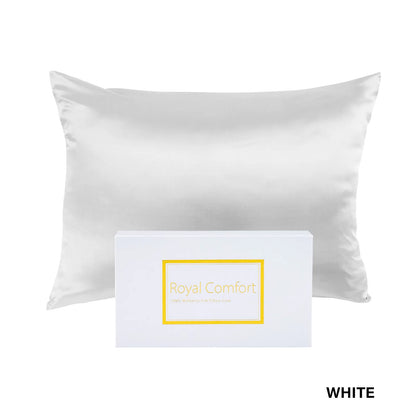 Royal Comfort Pure Silk Pillow Case 100% Mulberry Silk Hypoallergenic Pillowcase - White - Image 7