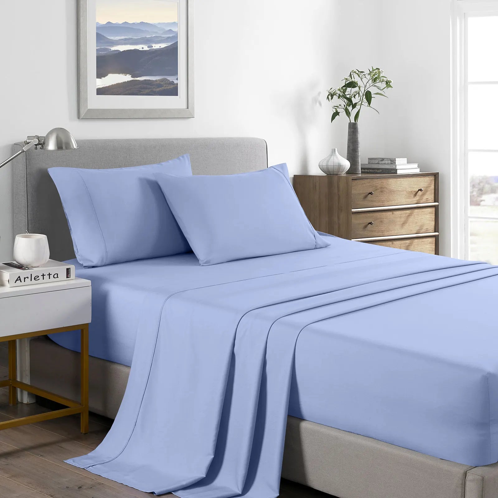 Royal Comfort 2000 Thread Count Bamboo Cooling Sheet Set Ultra Soft Bedding - Single - Light Blue - Image 2