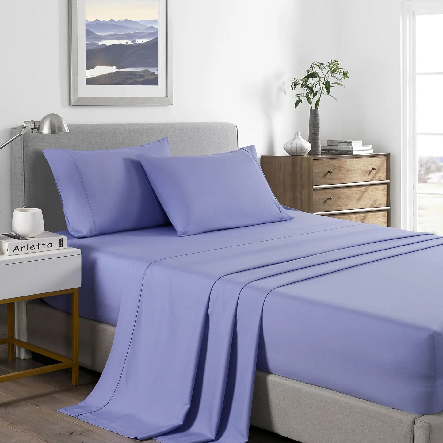 Royal Comfort 2000 Thread Count Bamboo Cooling Sheet Set Ultra Soft Bedding - Single - Mid Blue - Image 2