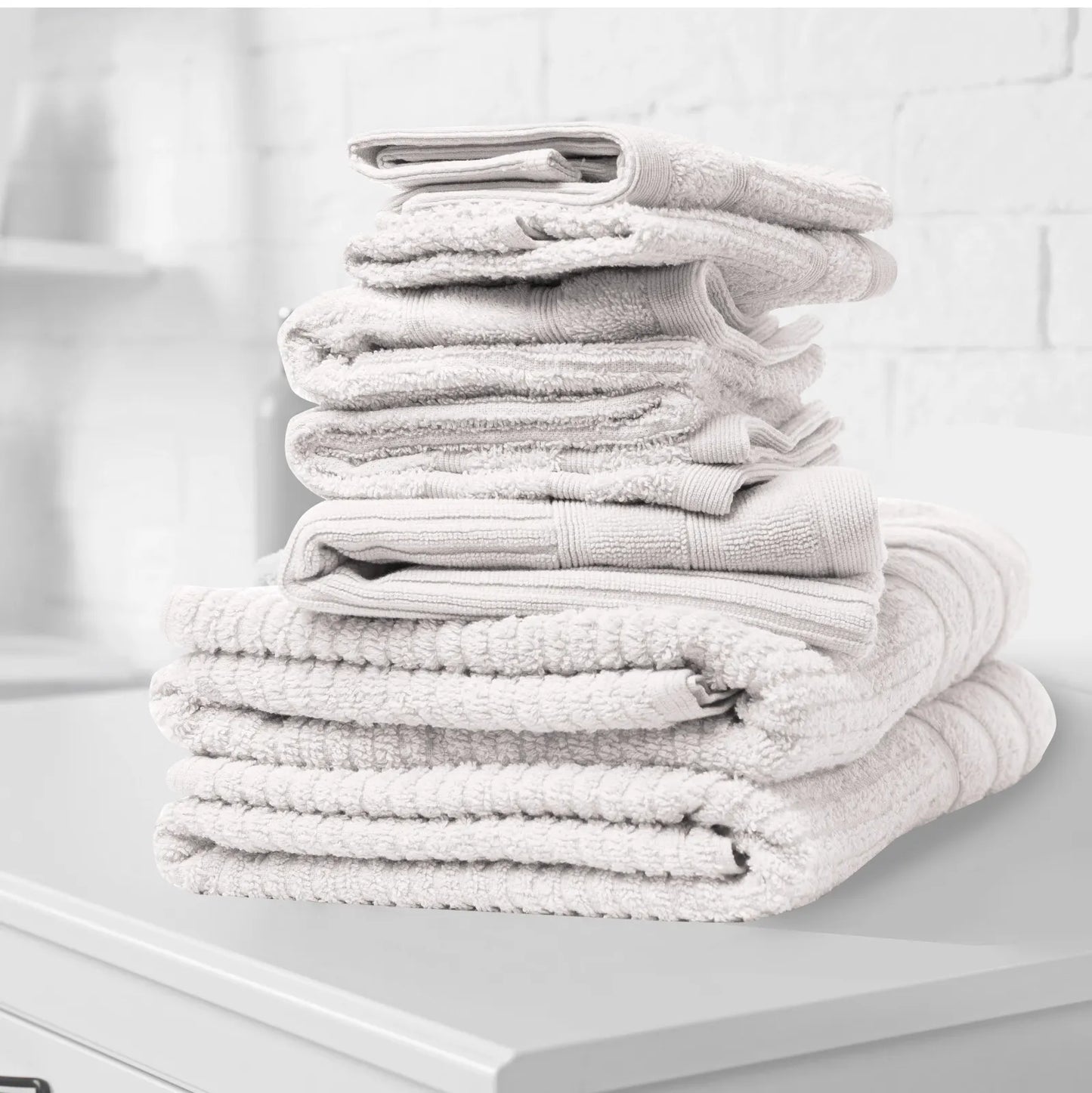 Royal Comfort Eden Egyptian Cotton 600GSM 8 Piece Luxury Bath Towels Set - White - Image 2