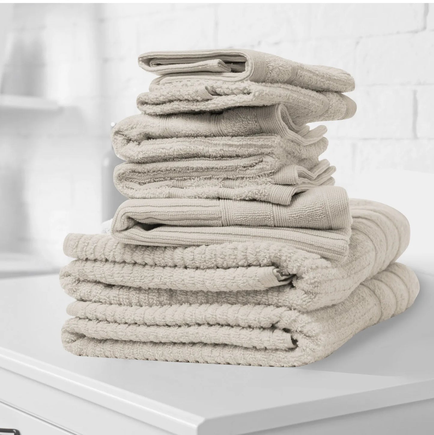 Royal Comfort Eden Egyptian Cotton 600GSM 8 Piece Luxury Bath Towels Set - Beige - Image 2