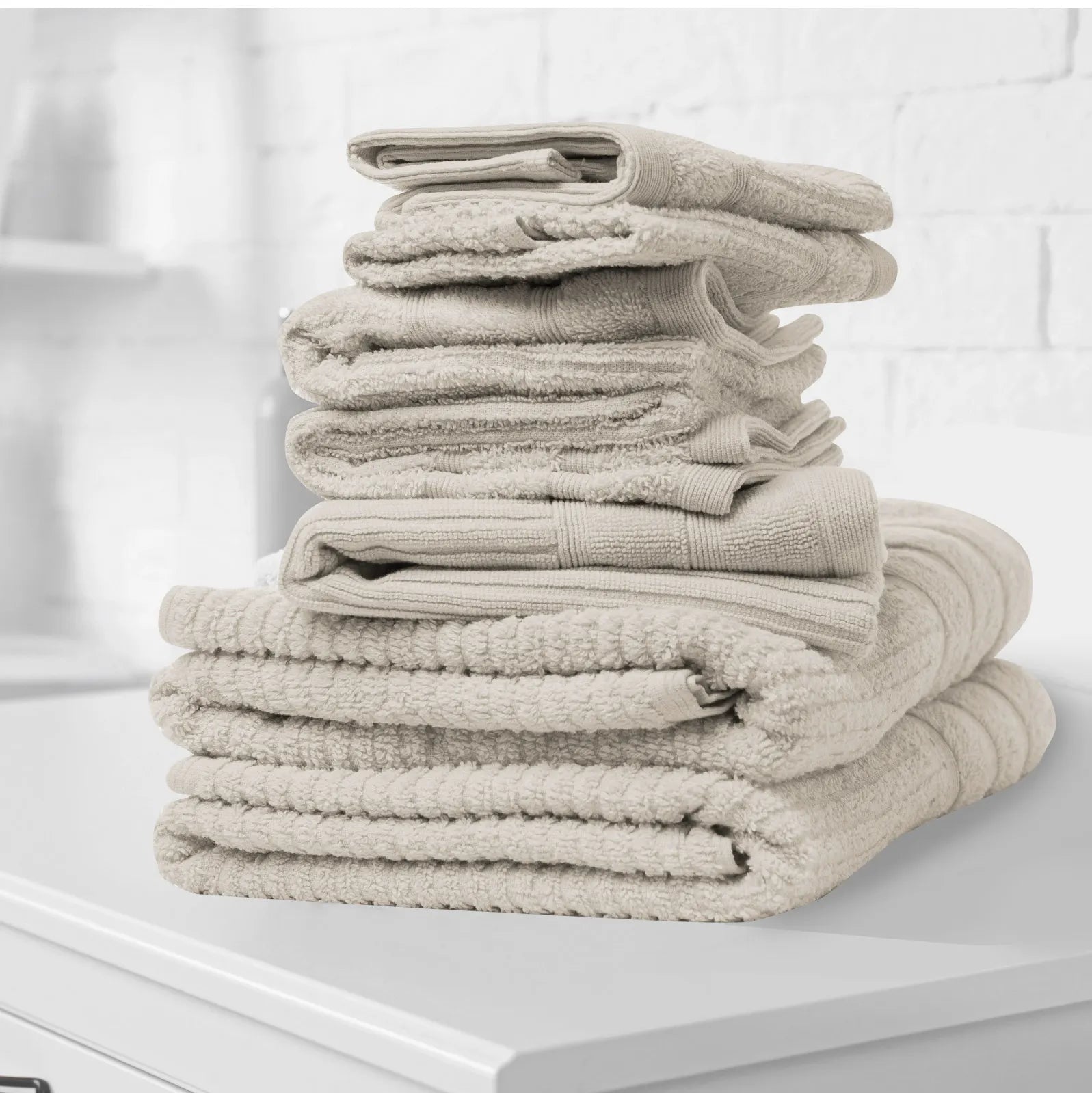 Royal Comfort Eden Egyptian Cotton 600GSM 8 Piece Luxury Bath Towels Set - Beige - Image 2