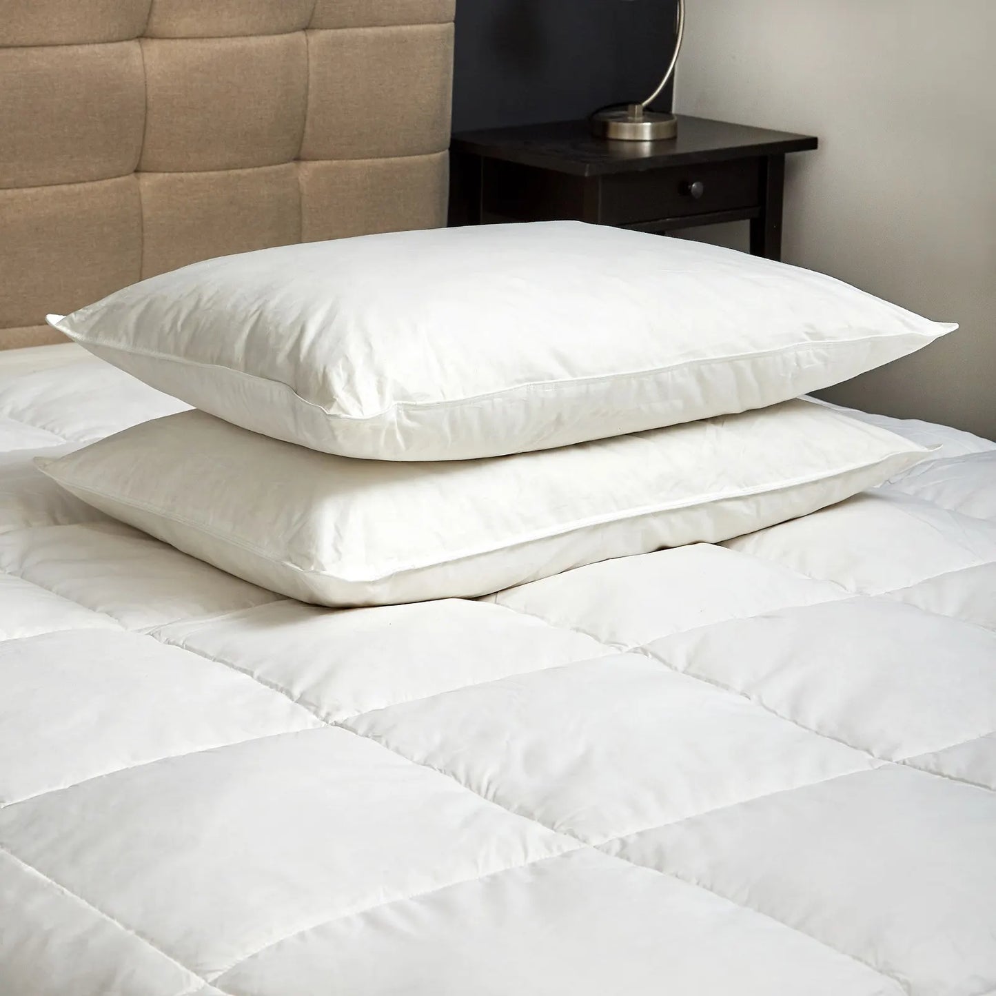 Goose Feather & Down Quilt 500GSM + Goose Feather and Down Pillows 2 Pack Combo - King - White - Image 3