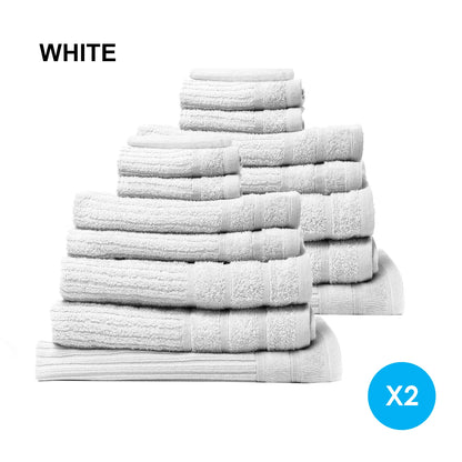 Royal Comfort 16 Piece Egyptian Cotton Eden Towel Set 600GSM Luxurious Absorbent - White - Image 2