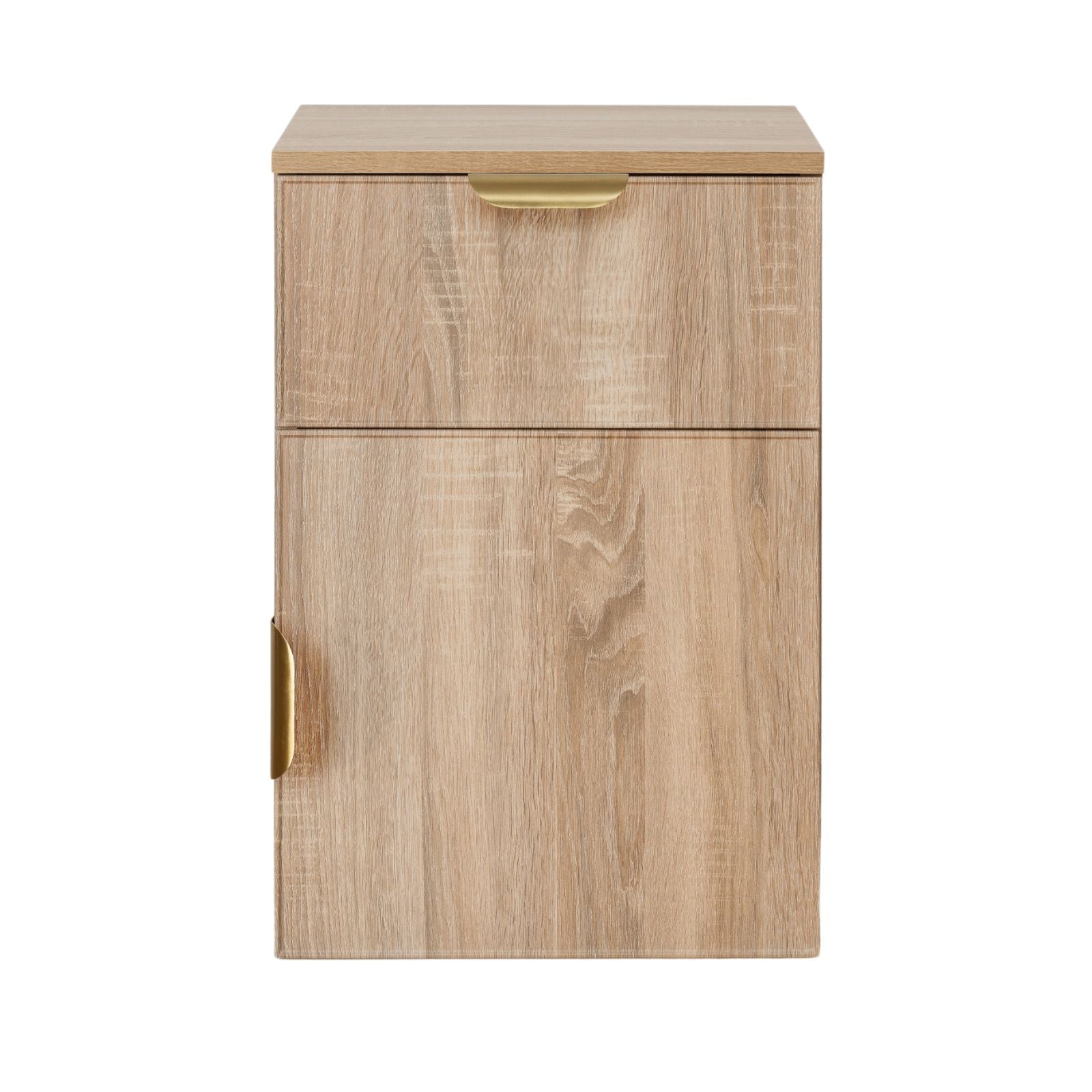 PORTO BEDSIDE TABLE - NATURAL OAK - SLIM - PULL BRASS - Image 2