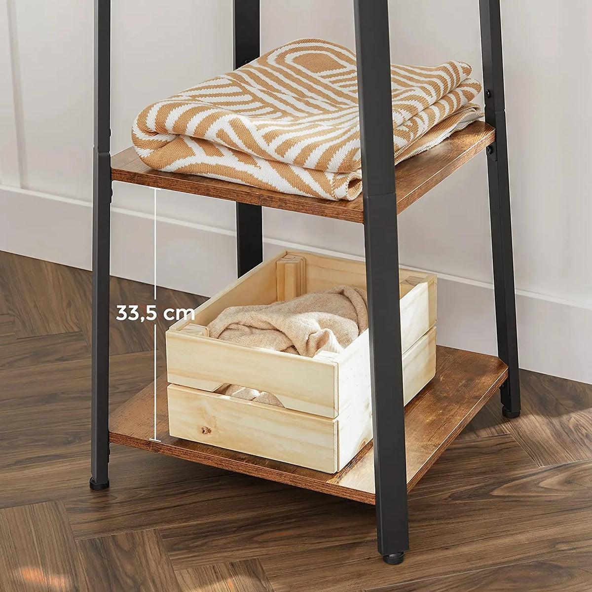 Coat Rack with 3 Shelves with Hooks Rustic Brown and Black - Image 7