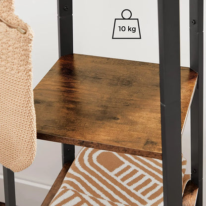 Coat Rack with 3 Shelves with Hooks Rustic Brown and Black - Image 8