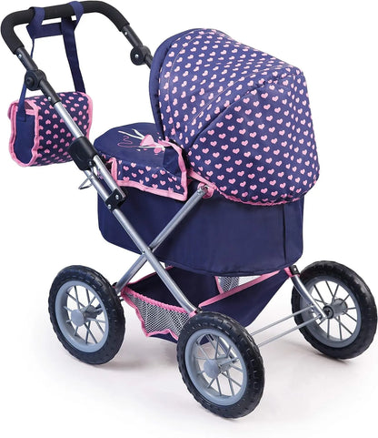 Trendy Dolls Pram, Foldable with Height-Adjustable Handle, Blue and Pink - Image 2