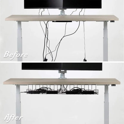 2 Pack Under Desk Cable Management Tray, Black - Image 2