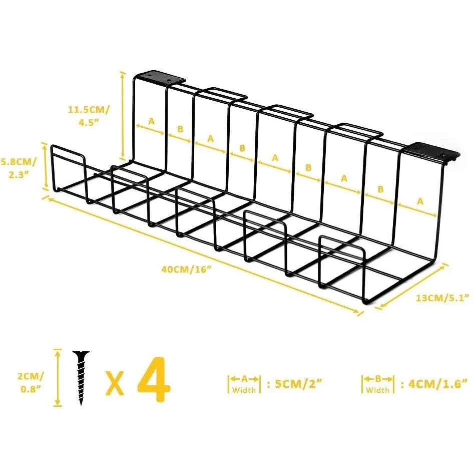 2 Pack Under Desk Cable Management Tray, Black - Image 4