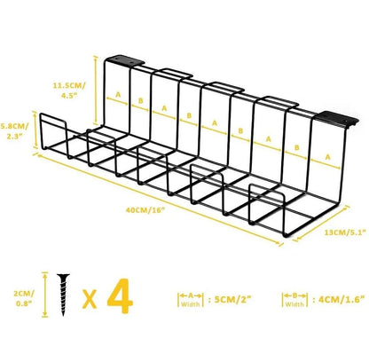 2 Pack Under Desk Cable Management Tray, Black - Image 4