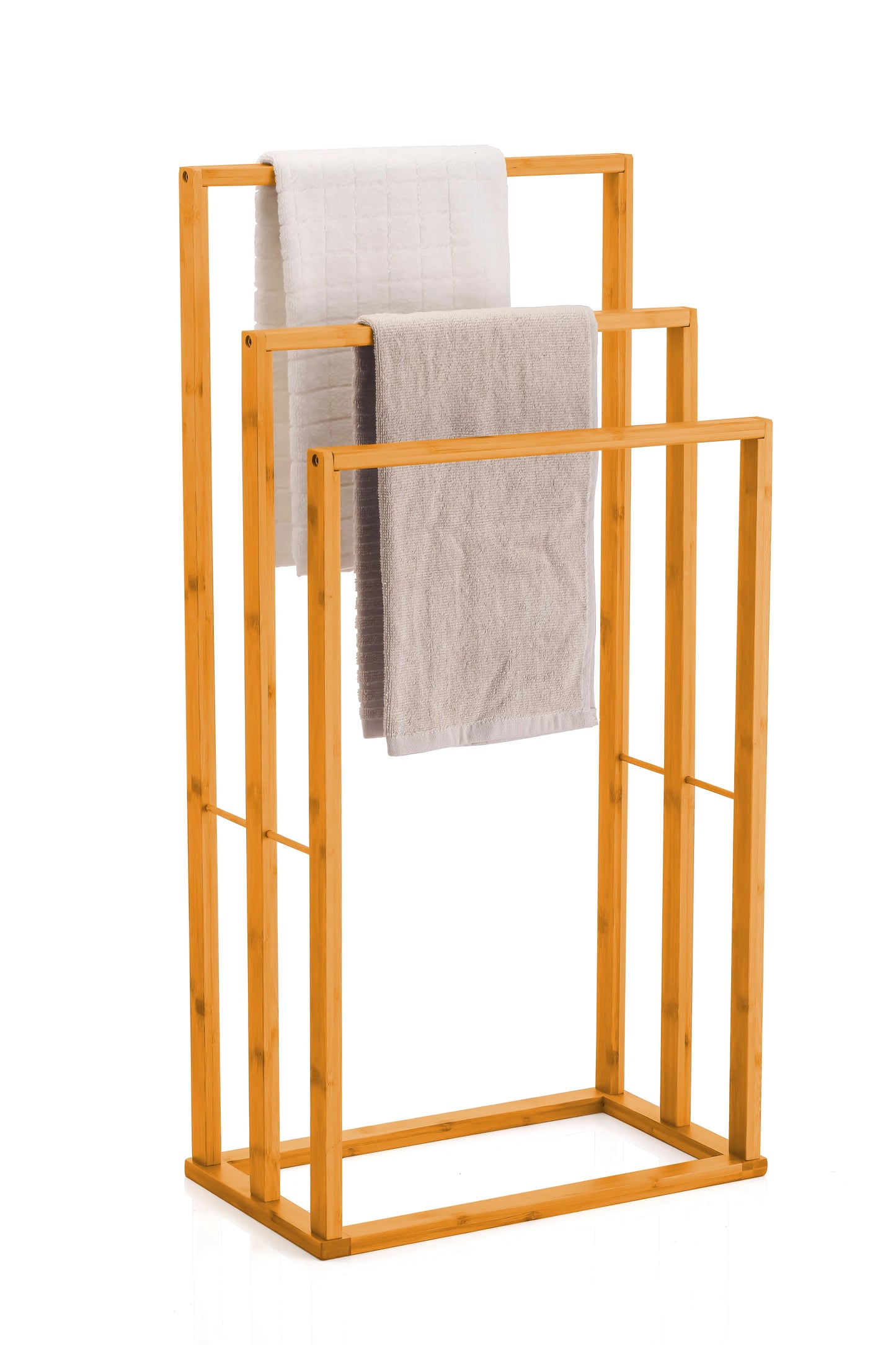 CARLA HOME Bamboo Towel Bar Holder Rack 3-Tier Free Standing for Bathroom. Towel Racks. Towel Rail Bathroom Accessory. Shower Hand Dish Towel. Towel Holder. Hand Towel Bar (Standard) - Image 2