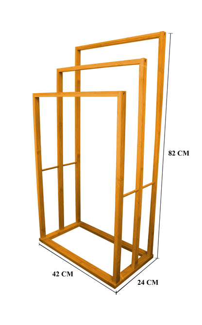 CARLA HOME Bamboo Towel Bar Holder Rack 3-Tier Free Standing for Bathroom. Towel Racks. Towel Rail Bathroom Accessory. Shower Hand Dish Towel. Towel Holder. Hand Towel Bar (Standard) - Image 8