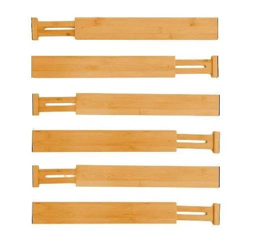 6 Pack Bamboo Adjustable Kitchen Drawer Dividers (Large, 44-55 cm) - Image 9