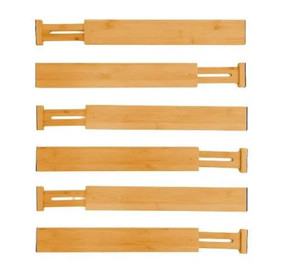 6 Pack Bamboo Adjustable Kitchen Drawer Dividers (Large, 44-55 cm) - Image 9
