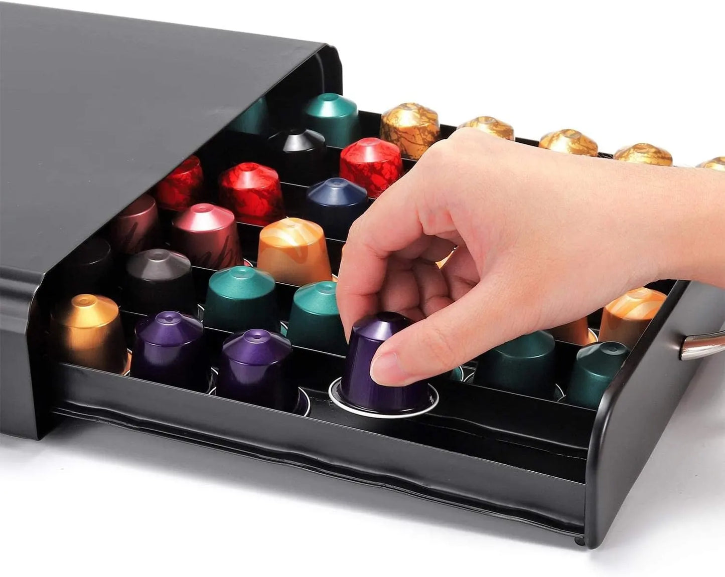 CARLA HOME Coffee Pods Holder Storage Drawer Compatible with 60 Nespresso Pods for Kitchen Storage & Organisation (Black) - Image 3