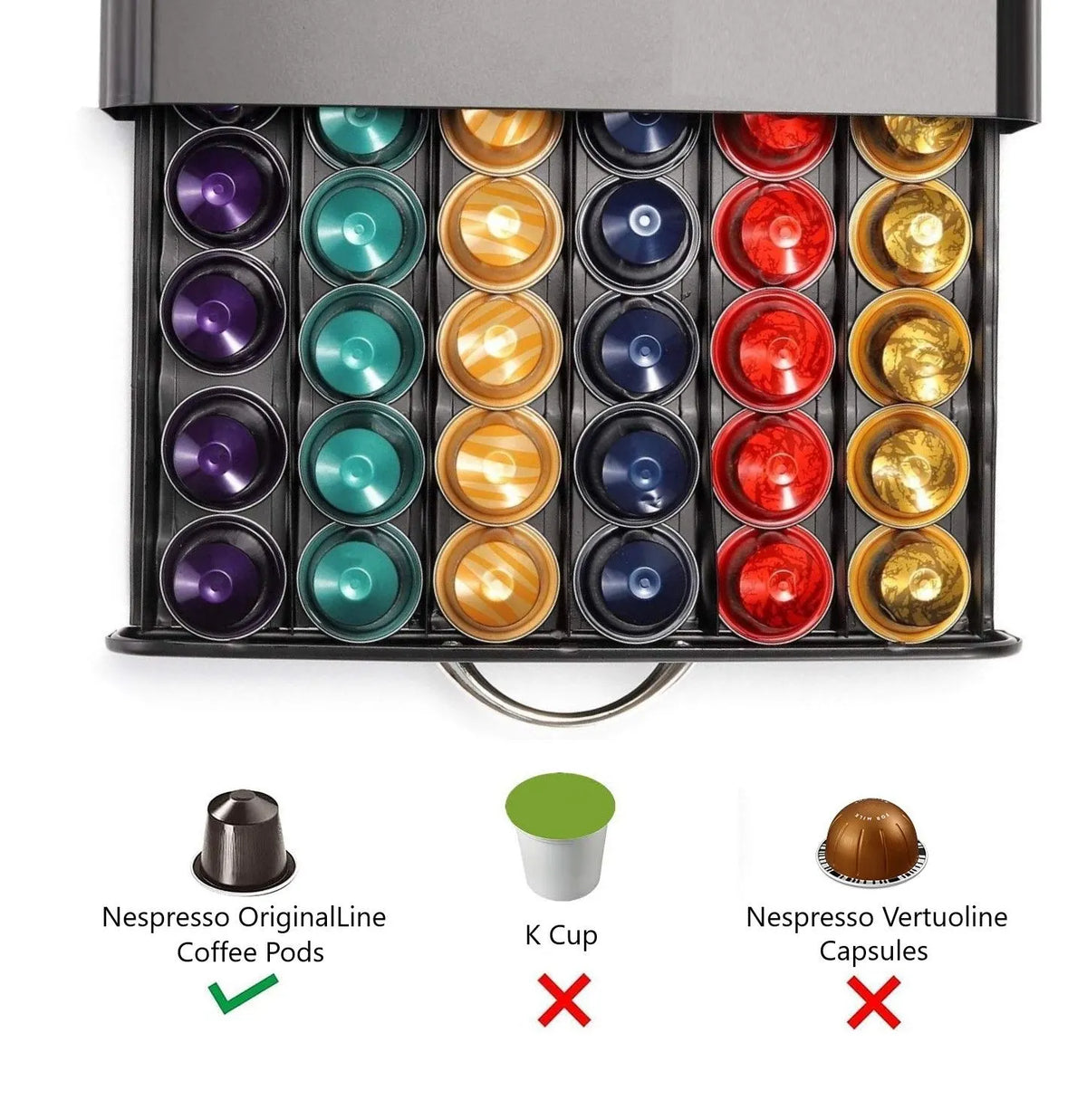 CARLA HOME Coffee Pods Holder Storage Drawer Compatible with 60 Nespresso Pods for Kitchen Storage & Organisation (Black) - Image 6
