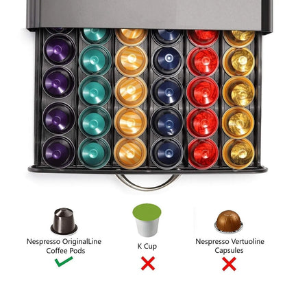 CARLA HOME Coffee Pods Holder Storage Drawer Compatible with 60 Nespresso Pods for Kitchen Storage & Organisation (Black) - Image 6
