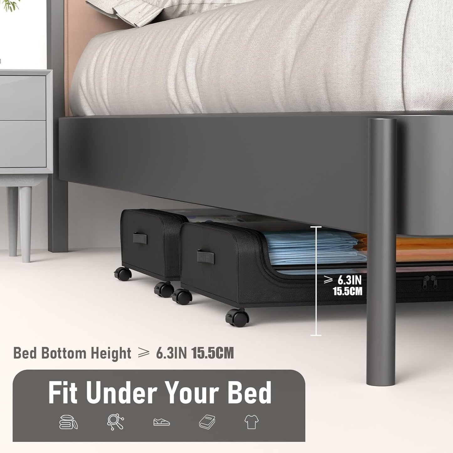 Set 2 Pcs XXL Under Bed Rolling Storage Containers with 50L Large Capacity and Wheels - Image 7
