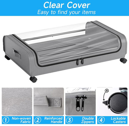 Set 2 Pcs XXL Under Bed Rolling Storage Containers with 50L Large Capacity and Wheels - Image 5