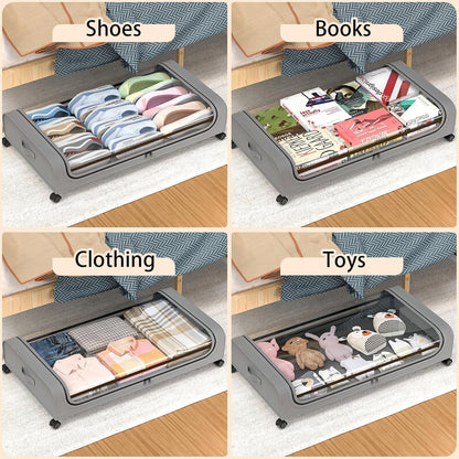 Set 2 Pcs XXL Under Bed Rolling Storage Containers with 50L Large Capacity and Wheels - Image 8
