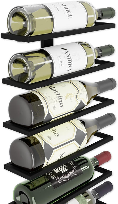 Set 2 Pcs Metal Wall Mount Wine Rack for Wine Bottles, Liquor, Champagne (Holds 10 Bottles) - Image 2
