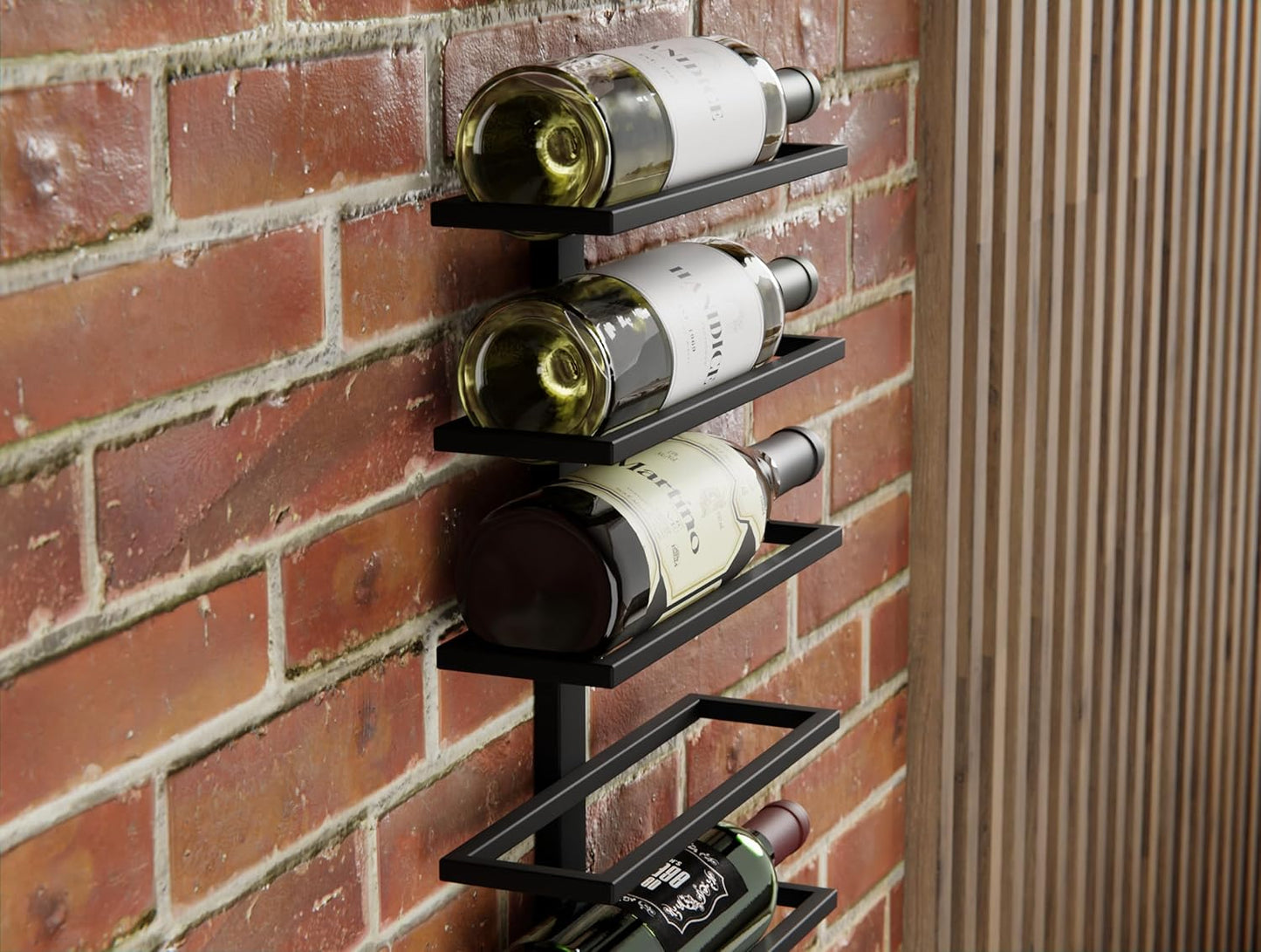 Set 2 Pcs Metal Wall Mount Wine Rack for Wine Bottles, Liquor, Champagne (Holds 10 Bottles) - Image 3