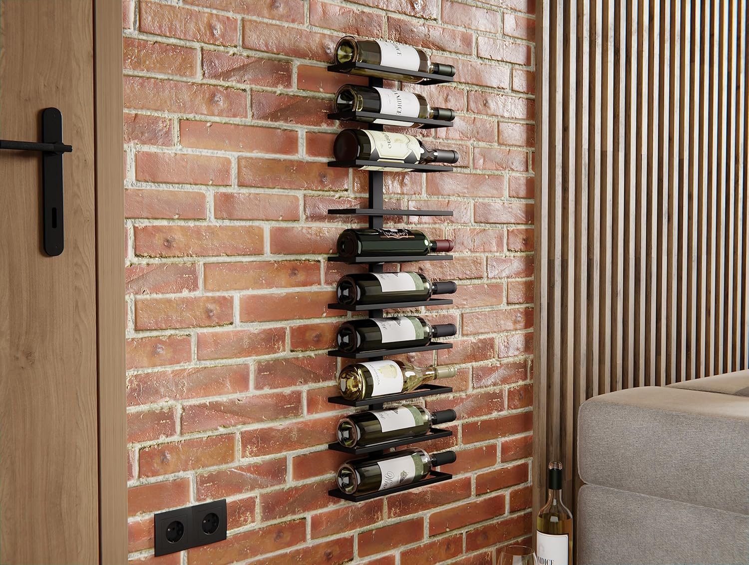 Set 2 Pcs Metal Wall Mount Wine Rack for Wine Bottles, Liquor, Champagne (Holds 10 Bottles) - Image 4