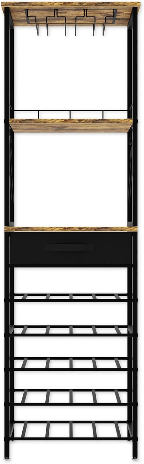 CARLA HOME Freestanding Wine Rack for 20 Bottles with Wood Countertop and Sturdy Metal Frame - Image 3