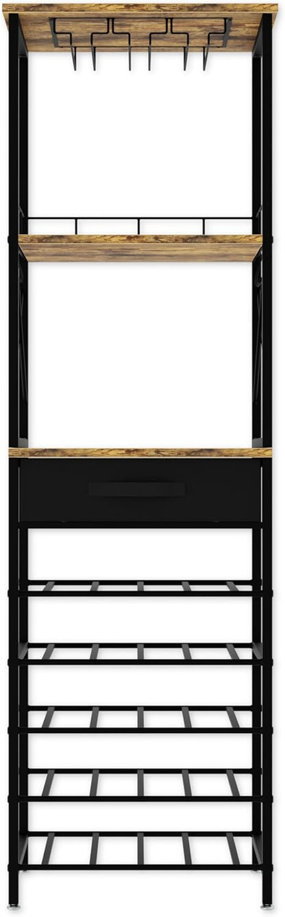 CARLA HOME Freestanding Wine Rack for 20 Bottles with Wood Countertop and Sturdy Metal Frame - Image 3
