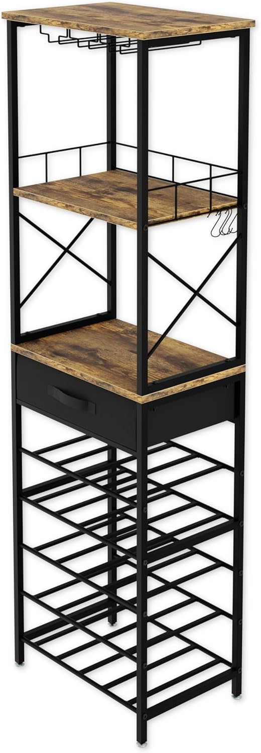 CARLA HOME Freestanding Wine Rack for 20 Bottles with Wood Countertop and Sturdy Metal Frame - Image 4